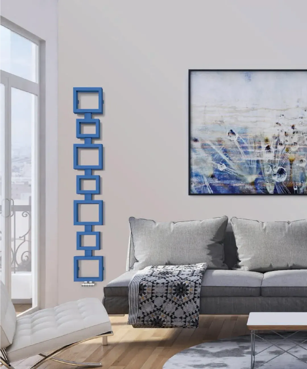 Bell dizajnerski radijator u prostoru pogled 1