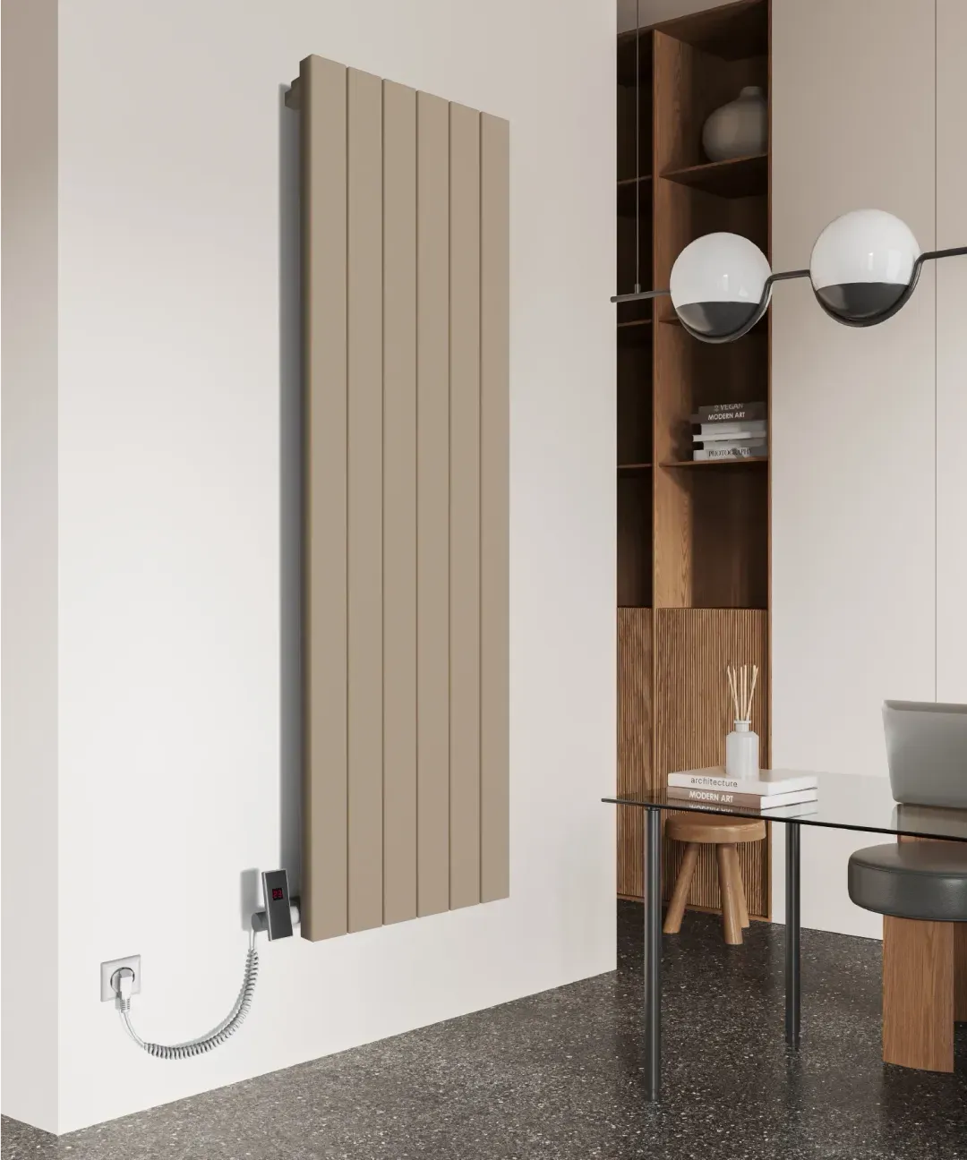 Heaton dizajnerski radijator u prostoru pogled 2