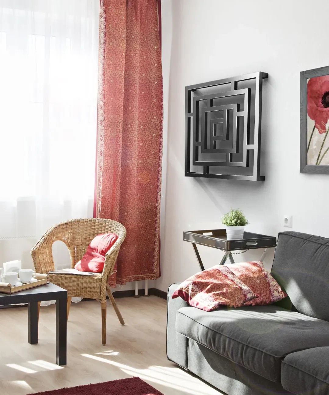 Broc dizajnerski radijator u prostoru pogled 3