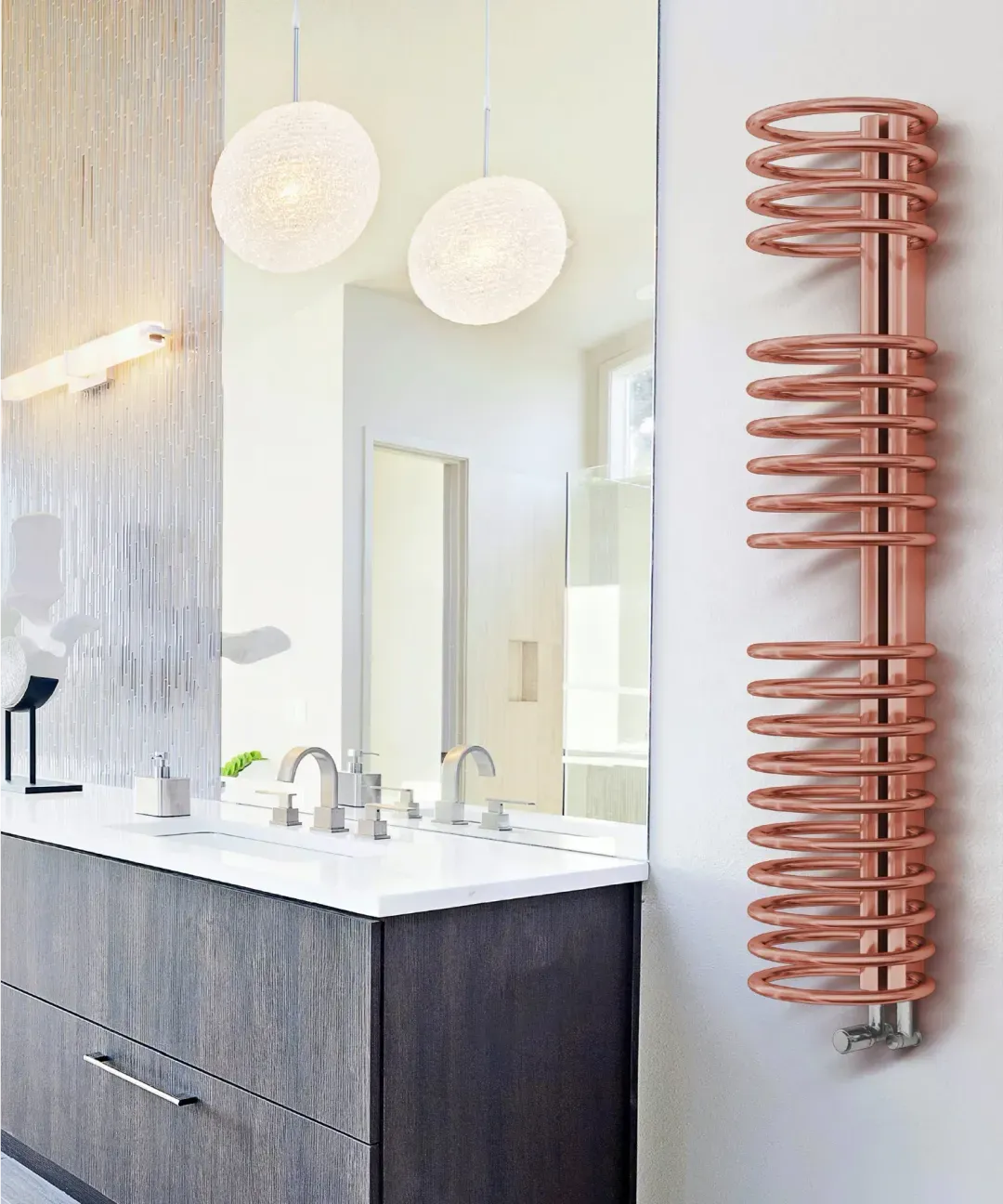 Circle dizajnerski radijator u prostoru pogled 2