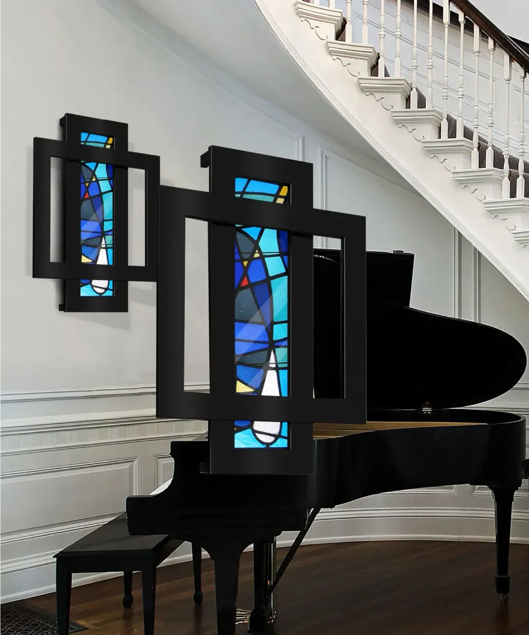 Combi Glass dizajnerski radijator u prostoru pogled 1