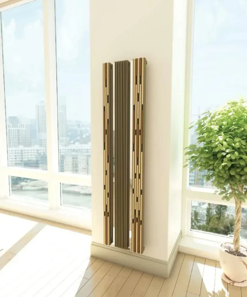 Invisible 40 Wood dizajnerski radijator u prostoru pogled 1