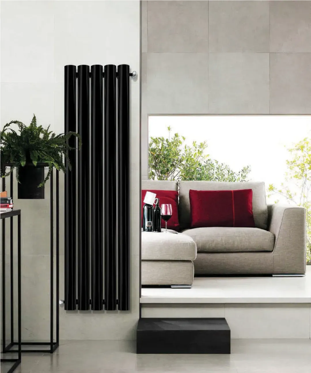 Mega Burlani dizajnerski radijator u prostoru pogled 1