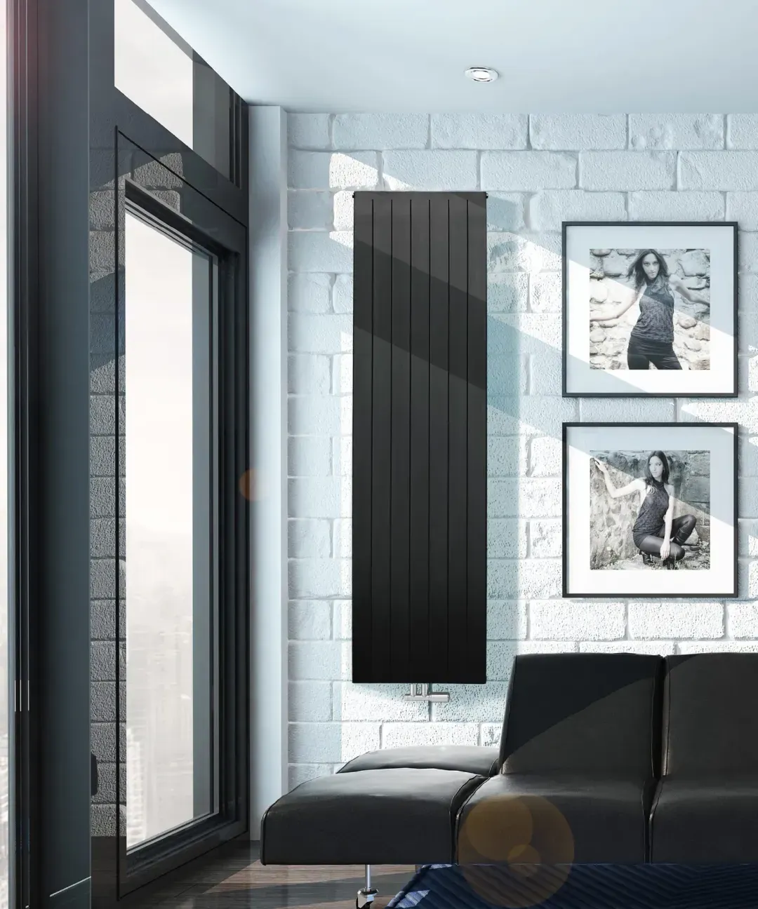 Nova dizajnerski radijator u prostoru pogled 1