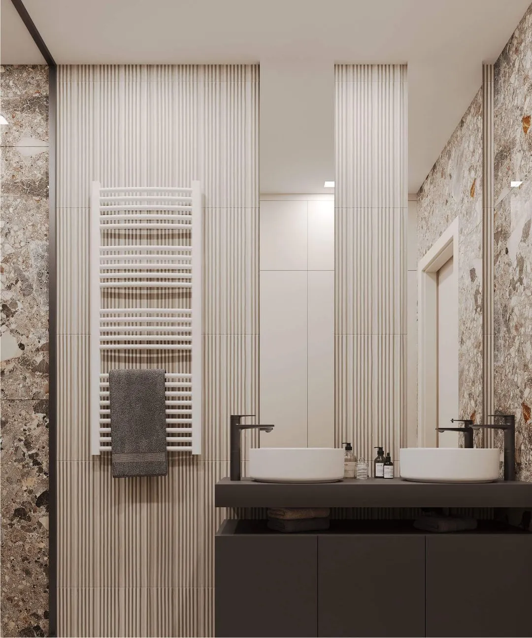 Lava Luna radijator sušač na zidu u kupatilu pogled 1