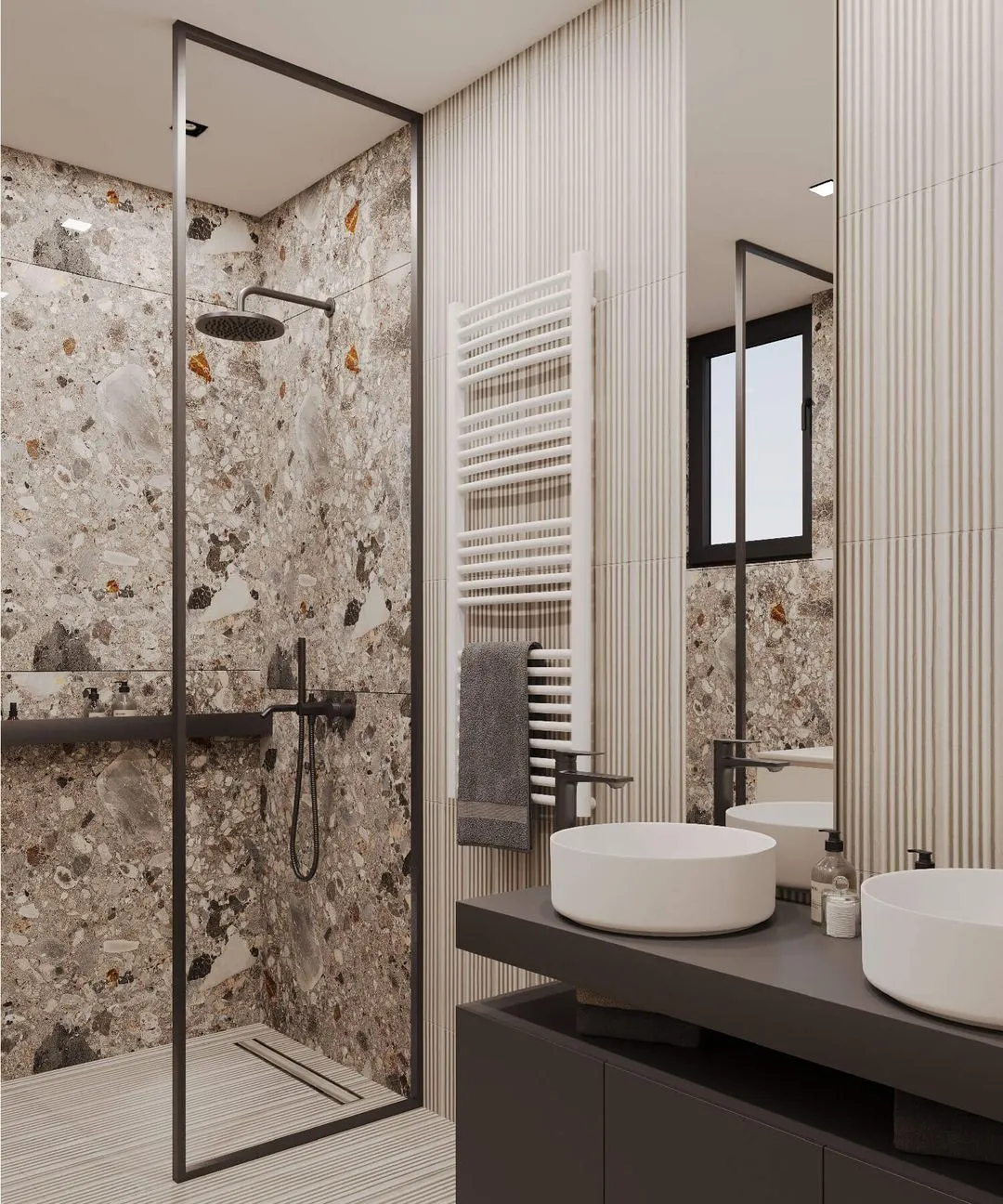 Lava Luna radijator sušač na zidu u kupatilu pogled 2